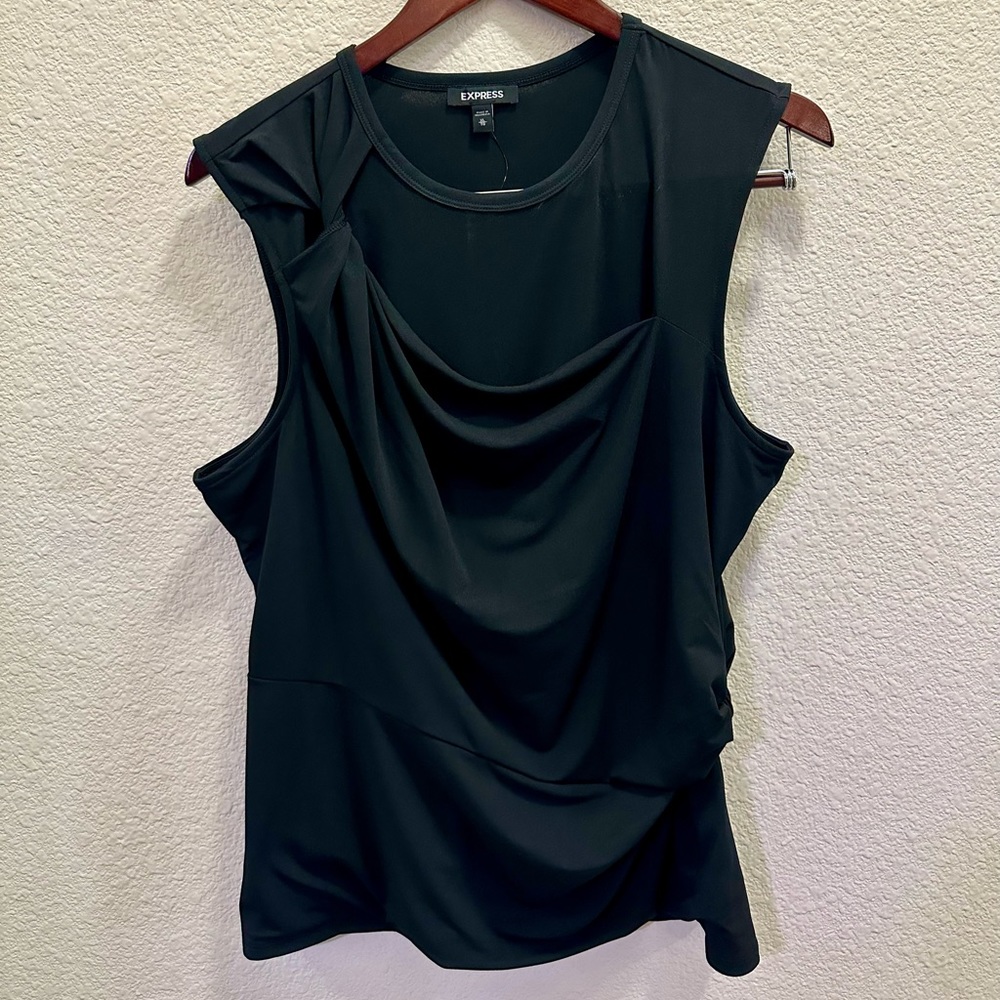 Express Black Stretch Twist Front Sleeveless Blouse Size XL